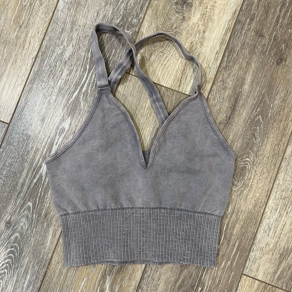 Free People Good Karma V-Neck Halter Crop Top